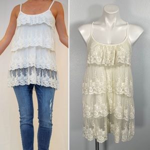 Coco and Carmen lace layered tunic cami top NWT